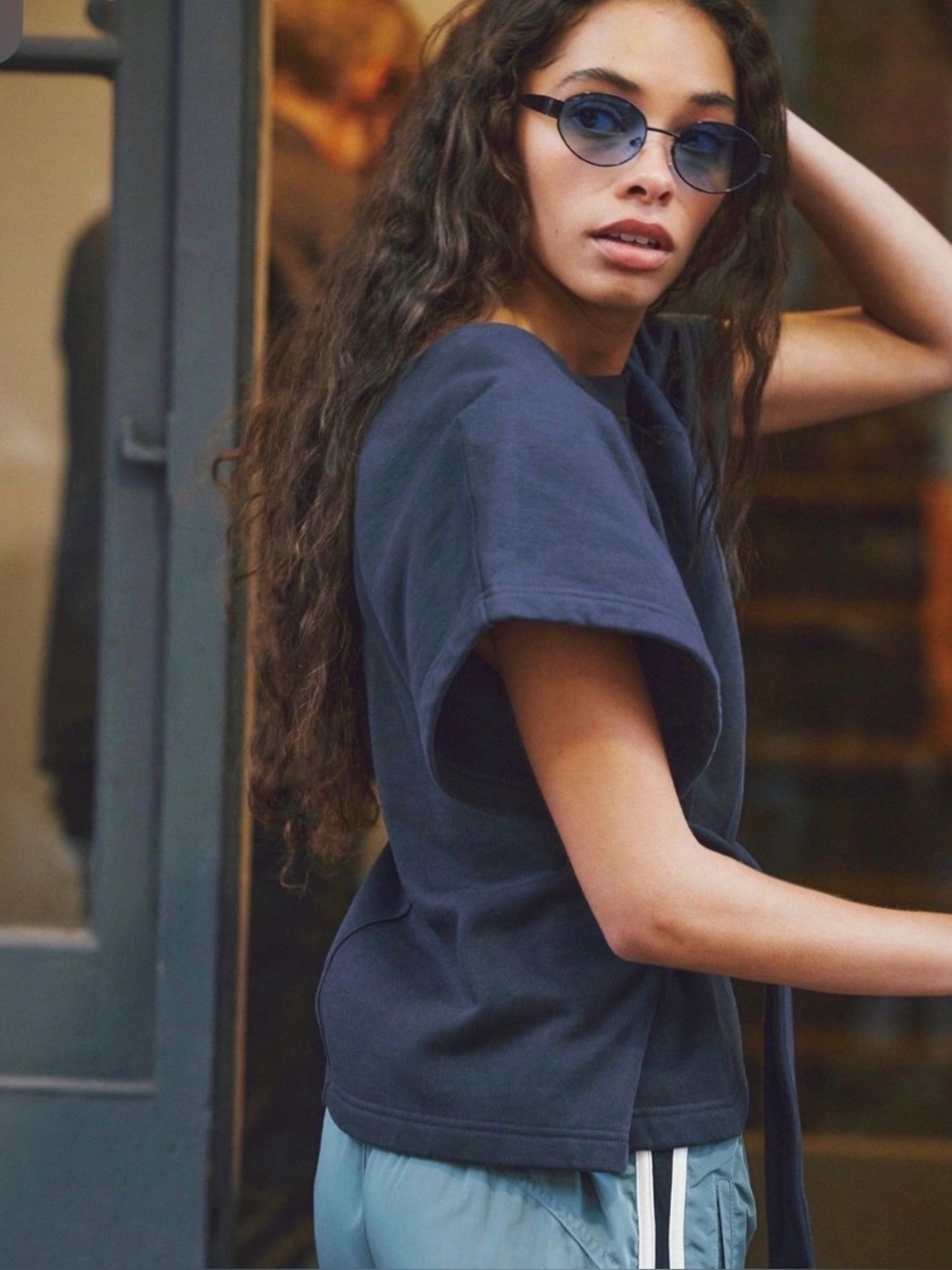 FP Movement by Free People: For the Win Black Tie-Front Short Sleeve Top - Picture 4 of 8
